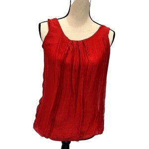 NWOT Elana Baldi Silk Lined Pinstripe Sleeveless Elastic Waist Red Size Small